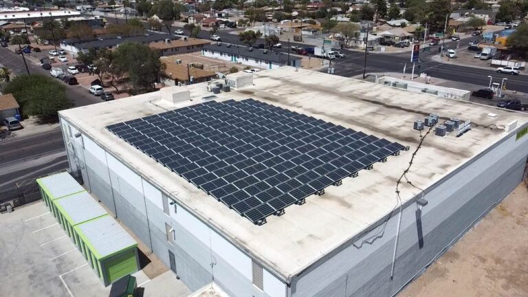 rooftop solar panels on extra storage facility in Phoenix Arizona
